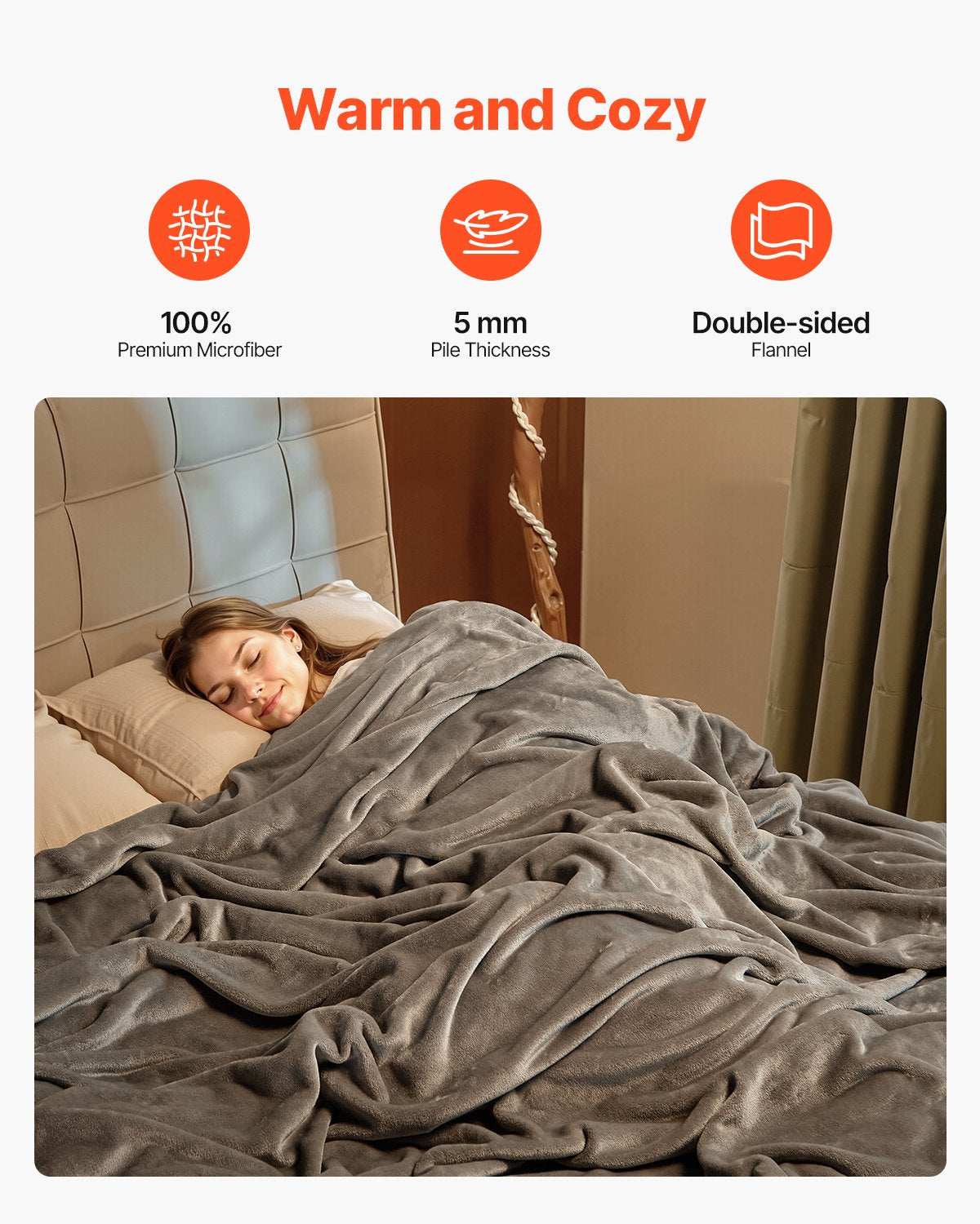 Premium King Size Plush Throw Blanket - 108 x 90 Inches Ultra-Soft Fuzzy Microfiber for All Seasons (Cozy Grey)