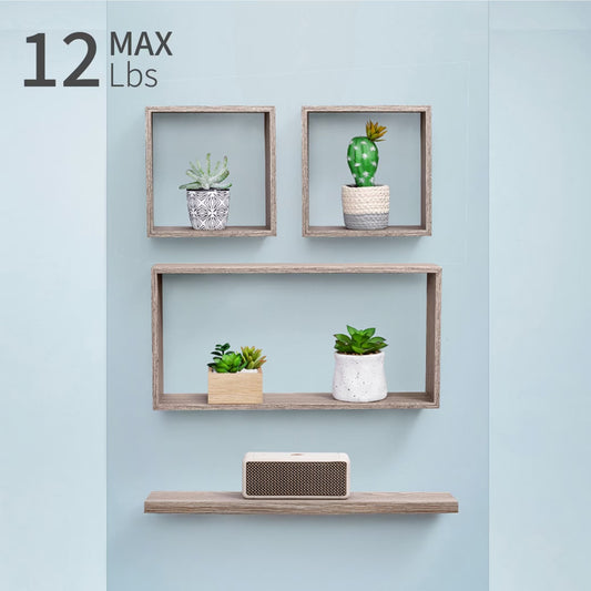 17.7" Modern Floating Wall Shelves - Minimalist Maple Wood Storage for Bathroom, Kitchen & Living Room (Invisible Brackets Included)
