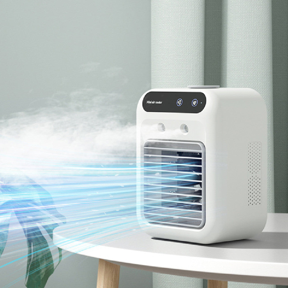 Portable Air Cooler Fan - USB Rechargeable Desktop AC Unit with Ice Cooling Mist & Essential Oil Diffuser (Ivory White)