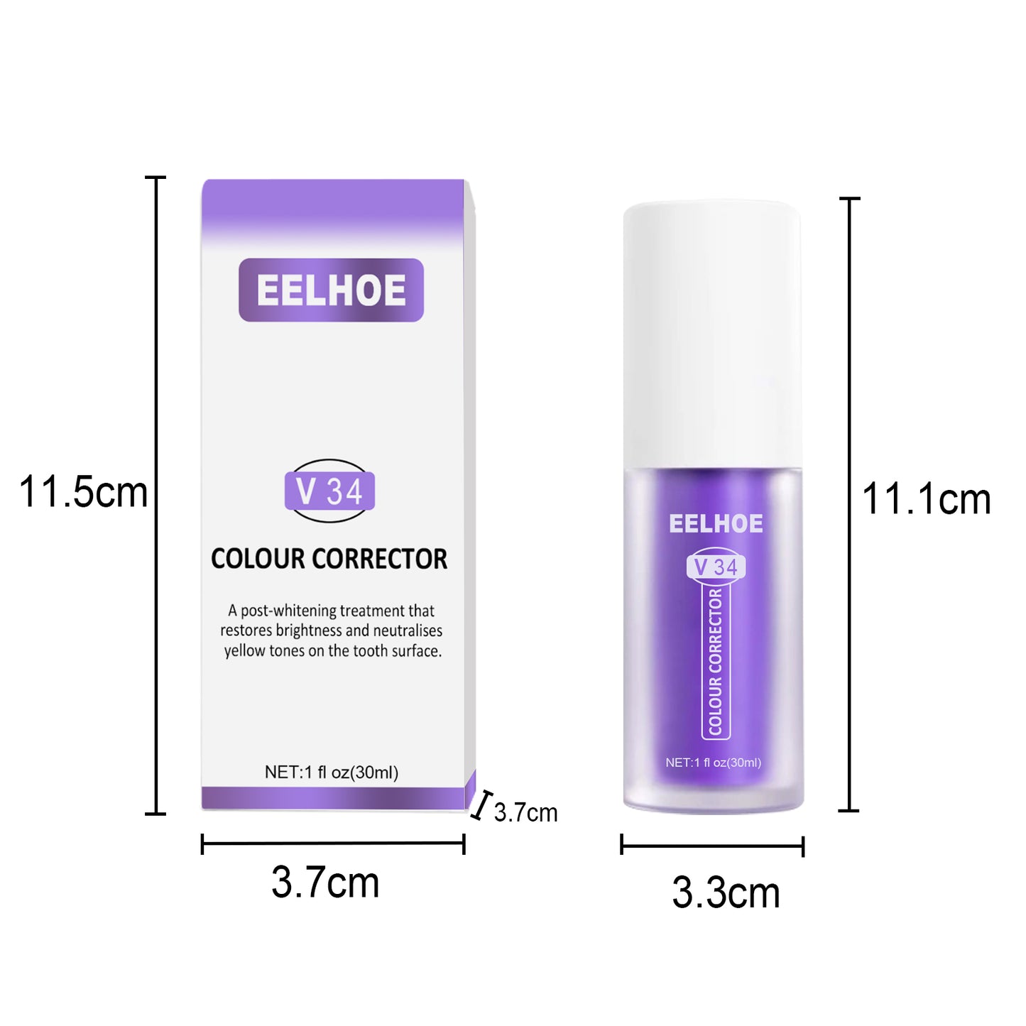 EELHOE V34 Teeth Whitening Toothpaste - Brightens Teeth, Removes Stains, Purple Toothpaste