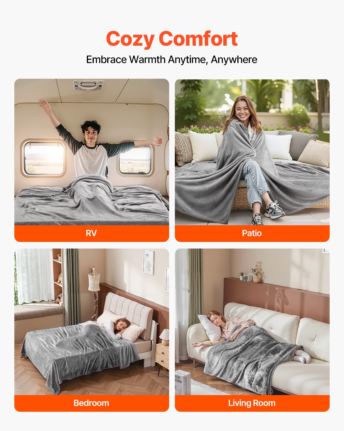 Premium King Size Plush Throw Blanket - 108 x 90 Inches Ultra-Soft Fuzzy Microfiber for All Seasons (Cozy Grey)