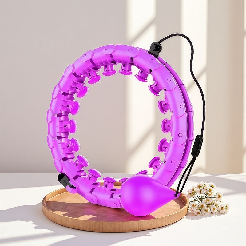 Smart Adjustable Weight Loss Hoop - 24 Detachable Knots for Waist Slimming & 360° Massage Fitness (Up to 52 inches)