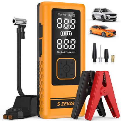 ZEVZO 2-in-1 4000A Peak Car Jump Starter with Portable Air Compressor - 12V Auto Battery Booster & Tire Inflator