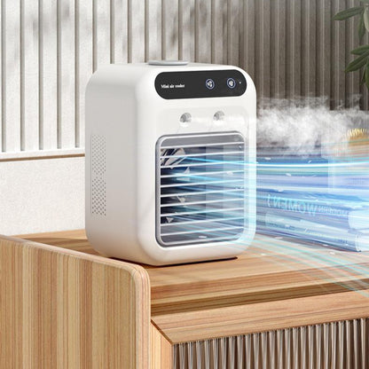 Portable Air Cooler Fan - USB Rechargeable Desktop AC Unit with Ice Cooling Mist & Essential Oil Diffuser (Ivory White)