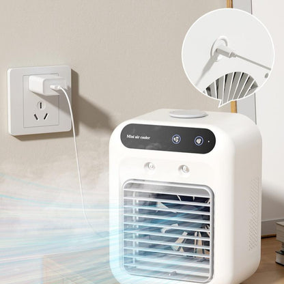 Portable Air Cooler Fan - USB Rechargeable Desktop AC Unit with Ice Cooling Mist & Essential Oil Diffuser (Ivory White)