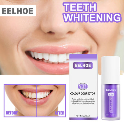 EELHOE V34 Teeth Whitening Toothpaste - Brightens Teeth, Removes Stains, Purple Toothpaste