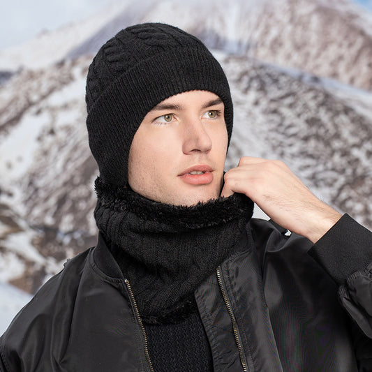 Men’s 3-Piece Winter Essentials Set - Classic Black Knit Scarf, Beanie & Touchscreen Gloves