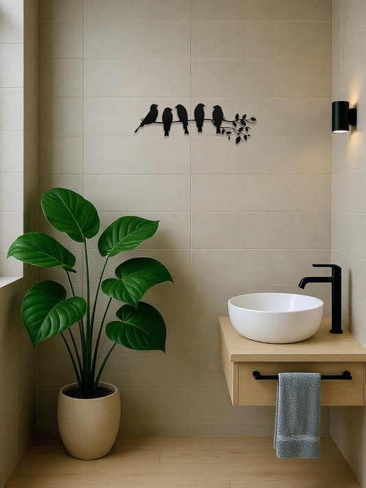 1PC Metal Bird Wall Art - Elegant Bird on Branch Sculpture Wall Ornament (15.7 x 4.7 inches)